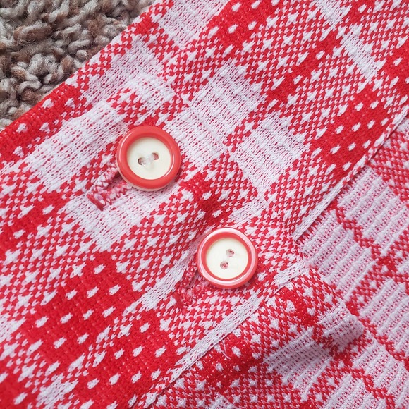 VTG 60s Red and White Polyester Plaid High Waisted Ladies Slacks 26 x 28 Sz 4/5 - Picture 3 of 6